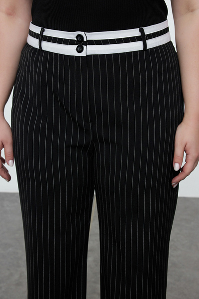 Trendyol Curve Black-White Striped Trousers - Tbbss23Ar00032