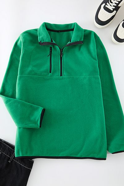 Edit by Trendyol Πράσινο ανδρικό φούτερ Fleece - Ζεστό, πλεκτό TEDAW25SW00060