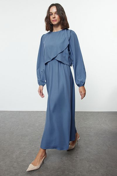Trendyol Modest Φόρεμα Indigo Woven - Peplum Detail, TCTAW25EB00083