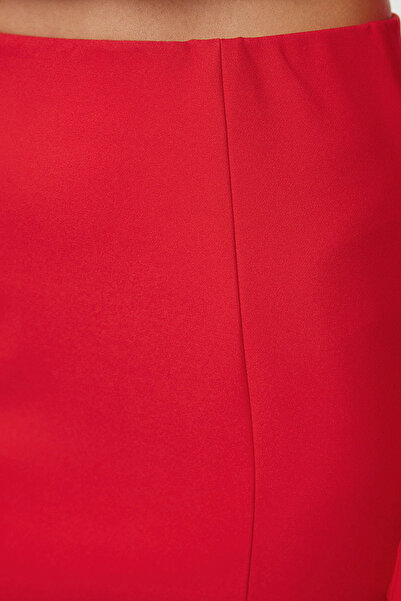 Trendyol Collection Piros hasított részletes szőtt szoknya TPRAW23ET00014