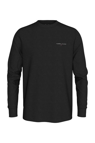 Tommy Hilfiger Ανδρικό μαύρο μπλουζάκι από οργανικό βαμβάκι - Καθημερινή χρήση, Λεπτομέρεια λογότυπου, DM0DM18551-BDS