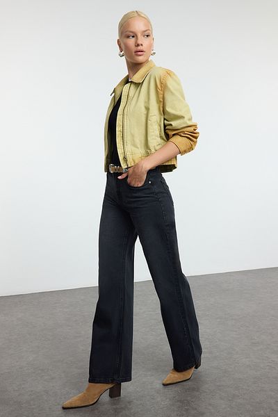 Trendyol Collection High Waist Black Wide Leg Jeans - Twoaw25Je00351