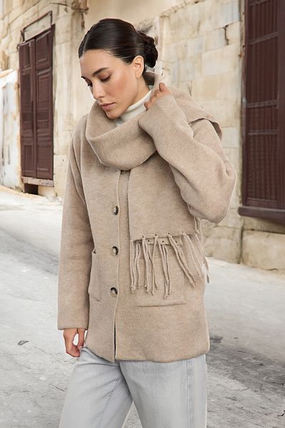 Trendyol Collection Weich strukturierter Nerz-Strick-Cardigan – weite Passform, Schal-Mantel-Look TWOAW25HI00181