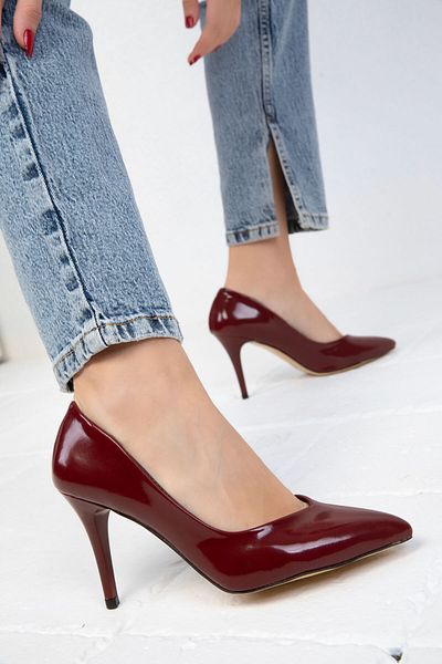 SOHO Claret Red Patent Leather 19549 Classic Women's Heeled Shoes