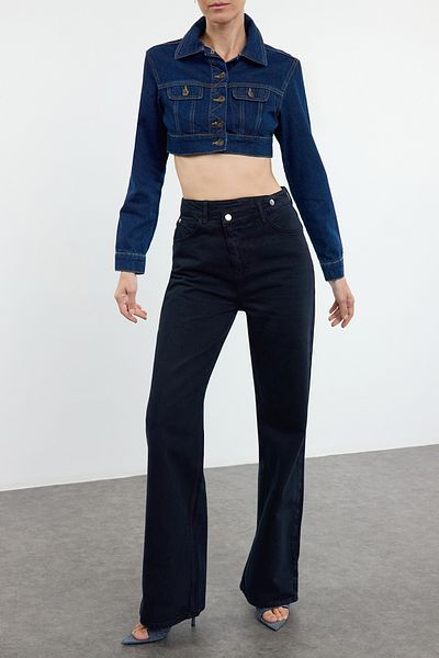 Edit by Trendyol High Waist Black Wide Leg Jeans - TEDAW25JE00033