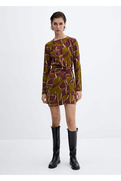 MANGO Woman Rochie detaliată cu nod înfășurat