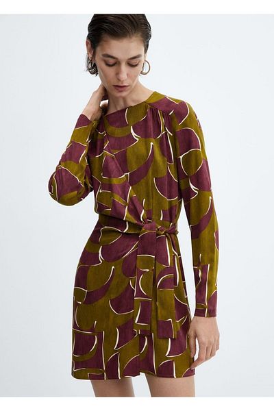 MANGO Woman Rochie detaliată cu nod înfășurat