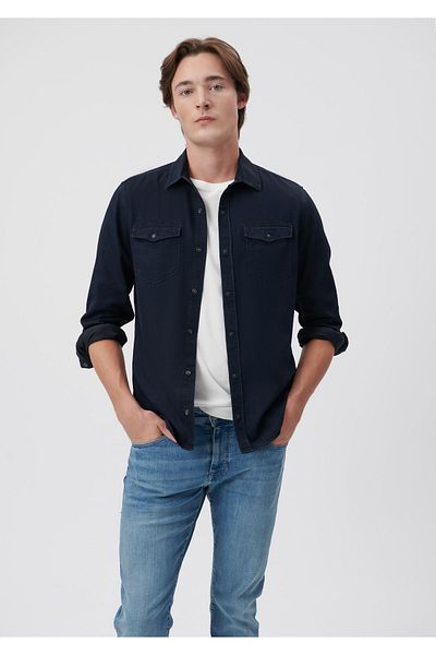Mavi Rio Black Navy Blue Jean Shirt Εφαρμοσμένο 0295729632