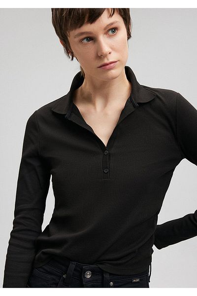 Mavi Tricou polo negru cu croiala mulat/mutat1612169-900