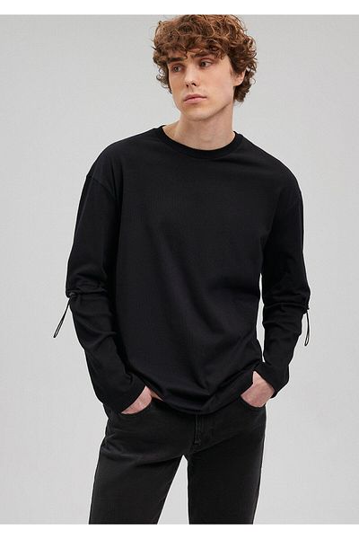 Mavi Sleeve Detailed Black T-Shirt Oversize / Wide Cut0611957-900