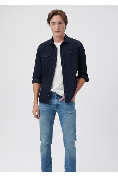 Mavi Rio Black Navy Blue Jean Shirt Εφαρμοσμένο 0295729632