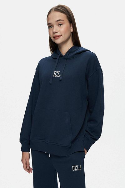 UCLA Navy Blue Embroidered Hooded Oversize Women's Sweatshirt - Jess