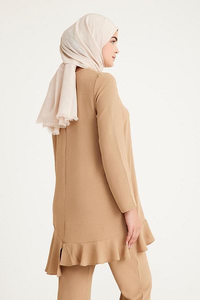 Plistre 1757_Moder Hijab Ruffle Tunic & Παντελόνι Σετ δύο τεμαχίων