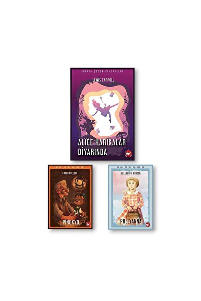 Beyaz Balina Yayınları Dünya Çocuk Klasikleri 3 Kitap Set (Pinokyo-Alice Hari...