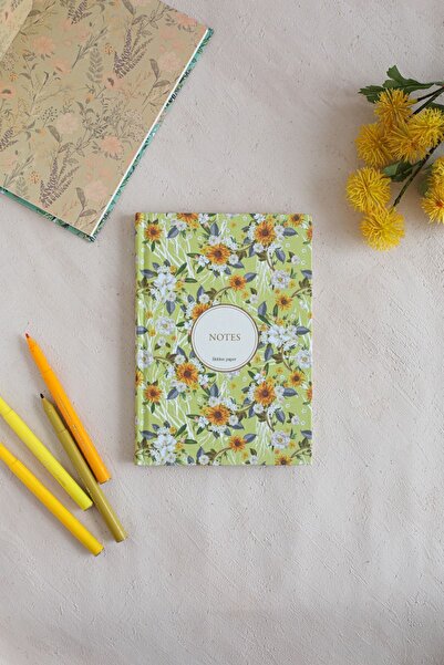 hiddenpaperco Çiçekli Bez Ciltli Defter / Çizgisiz