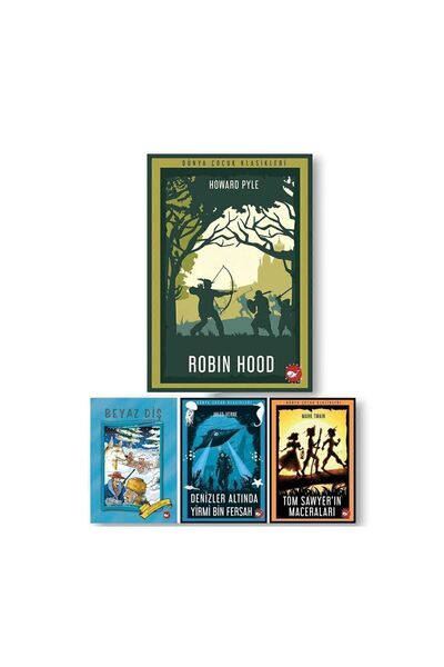Beyaz Balina Yayınları DÜNYA ÇOCUK KLASİKLERİ 4 KİTAP SET (Robinhood- Tom Saw...