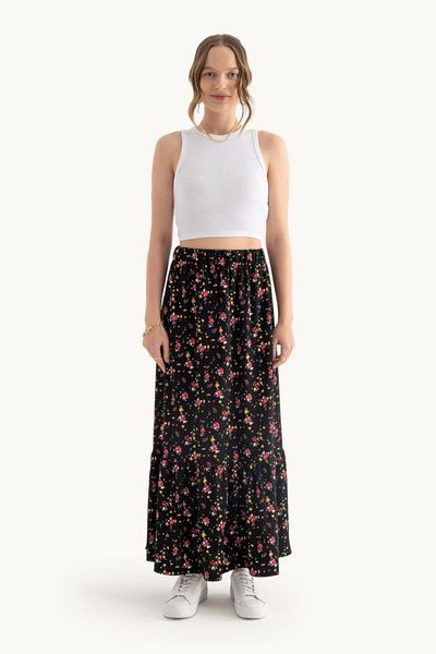 Hiccup Fusta maxi elastică cu talie mijlocie cu imprimeu floral