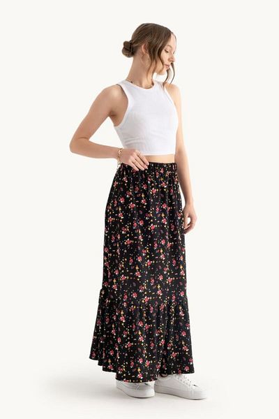 Hiccup Fusta maxi elastică cu talie mijlocie cu imprimeu floral