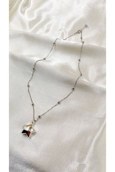 Eylülün Takısı Women's Silver Color Bulk Chain Star Necklace