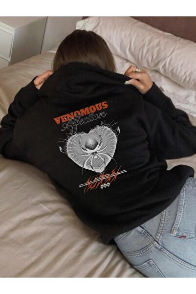 Toum Enya Takı Venomous Чорна толстовка з капюшоном і принтом