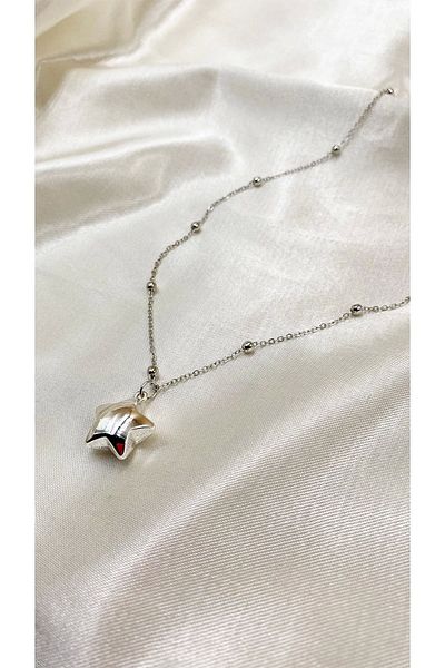 Eylülün Takısı Women's Silver Color Bulk Chain Star Necklace
