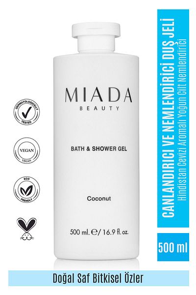Miada Beauty Coconut Shower Gel - 500ml Revitalizing and Moisturizing Shower Gel