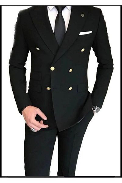 MASSARO Dvouřadý slim fit oblek (s kapesníkem, kravatou a řetízkem jako dárek)