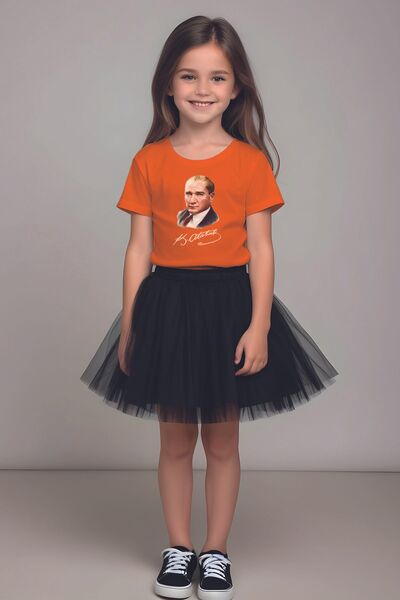 MYADA Σετ φούστα και μπλουζάκι με στάμπα Ataturk Black Tutu - 10052