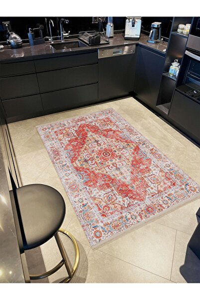 Rugs Modern Halı Atlas Koleksiyonu Kırmızı Temalı Bohem Geleneksel Desenli Vi...