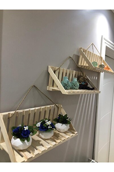 MarangozDede Ahşap Duvar 2 Li Raf Dekoratif Raf Kitaplık Çok Maçlı Raf