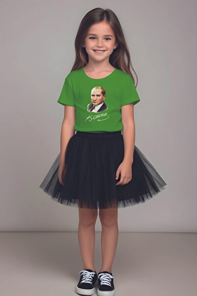 MYADA Set fustă și tricou tutu neagră cu imprimeu Ataturk - 10052