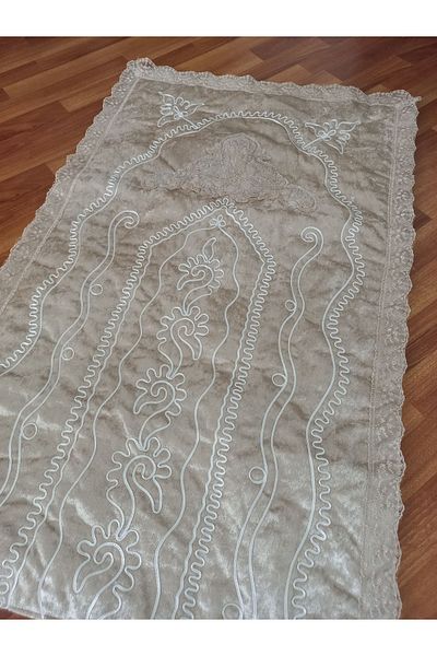 CONSTRAİN French Guipure Velvet Dowry Holder - Bride and Groom Prayer Mat - Large Size