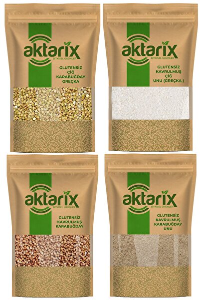 aktarix 4 Lü 10 Kg Karabuğday Seti 2,50 ' er Kg Çiğ Un ve Tane 2,50 er Kg Kav...