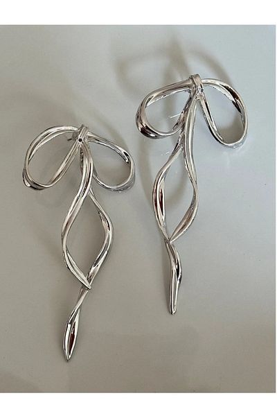 mos&more Big Silver Bow Women's Earrings