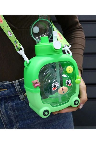 MİMOZA PARK 1000 ml Cute Teddy Bear Model Water Bottle - Bpa Free School Flask