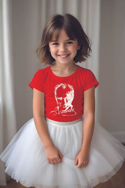 MYADA Σετ φούστα και μπλουζάκι με στάμπα Ataturk Signature White Tutu - 10053