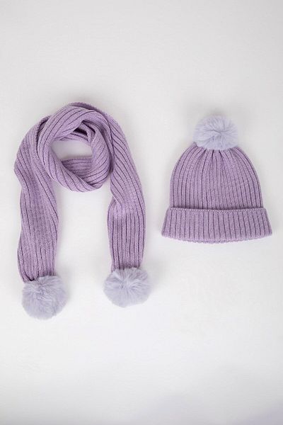 DeFacto Set 2 piese pentru fetiță eșarfă beretă cu pompon C7986a824wn