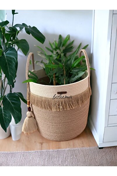 Bohemahomedecor Hasır sepet saksılık düzenleyici