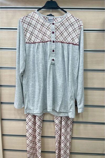 Nena 100% Cotton Buttoned Collar Long Sleeve Women's Large Size Pyjamas Set