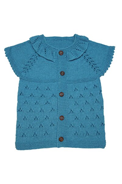 Aykır ı Bebe Aykir-I Baby Hand Knitted Blue Baby Vest