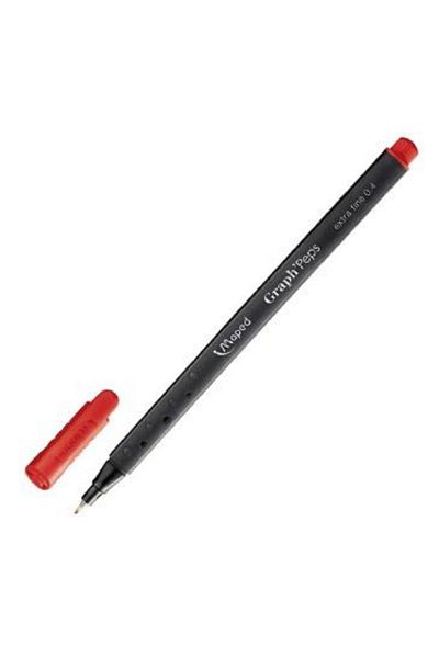 Maped Bright Red Fineliner Pen - 0.4mm, Pack of 12