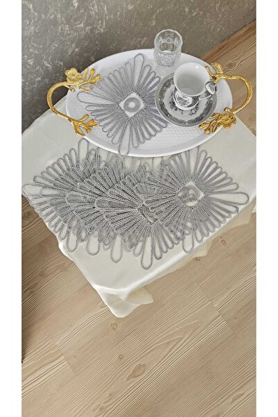 ZESA HOME Set of 6 Coffee Color Stylish Tulle Guipure Napkins