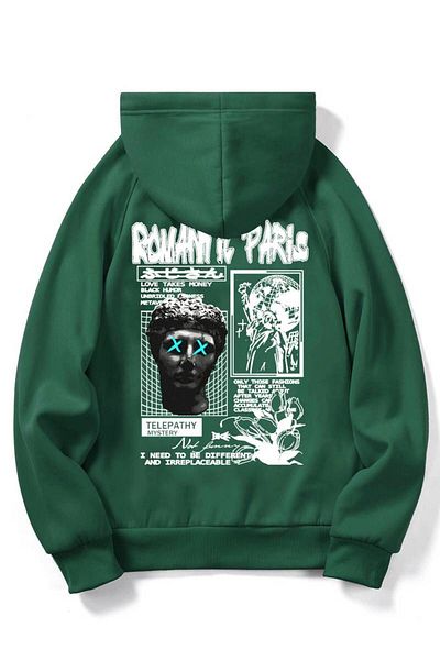 Keywest Χειμερινό φούτερ με κουκούλα Paris Printed Unisex Oversize - Φούτερ με κουκούλα 3 κλωστών 100% βαμβάκι