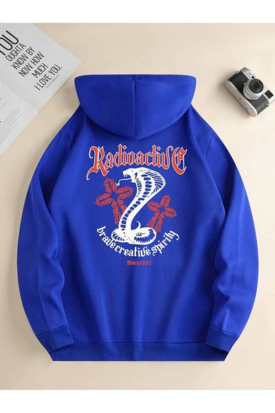 Machetta Unisex Cobra Printed Oversize Βαμβακερό φούτερ με κουκούλα - 3 κλωστές