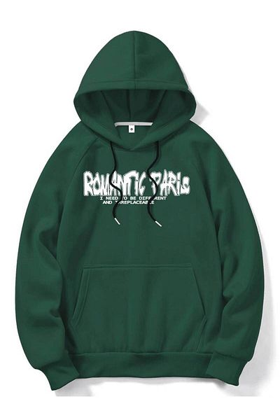 Keywest Χειμερινό φούτερ με κουκούλα Paris Printed Unisex Oversize - Φούτερ με κουκούλα 3 κλωστών 100% βαμβάκι