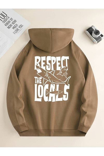 Machetta Respect The Locals Printed Unisex Oversize Χειμερινό φούτερ με κουκούλα - Φούτερ με 3 κλωστές 100% βαμβάκι