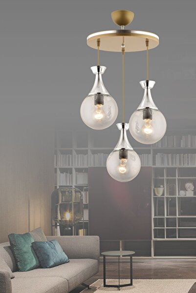 GYK LİGHT MİNEL 3 LÜ SARKIT ESKİTMEYE KROM YUVARLAK CAMLI AYDINLATMA