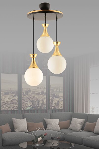 GYK LİGHT MİNEL 3 LÜ SİYAH GOLD GLOP CAMLI AYDINLATMA