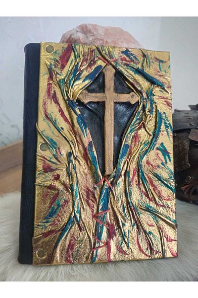 Legend Deri Genuine Leather Italian Printed Special Pattern 3D Cross Model Handmade Notebook