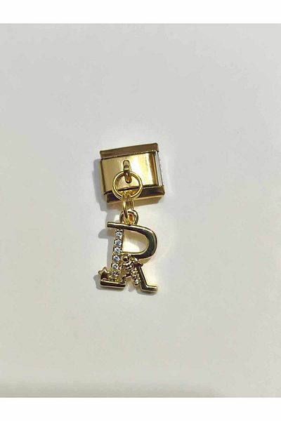 AseLJewellery Letter R Italian Charm - Flexible Bracelet, Gold Astronaut Detailed